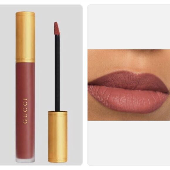 Gucci Rouge Liquid Matte Lip Color Transfer Proof 203 Mildred Rosewood - Picture 2 of 12